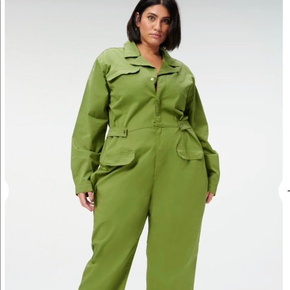 Good American Pants - Good American Uniform Jumpsuit Sz 5 18-20 Green New with Tags Ret $169